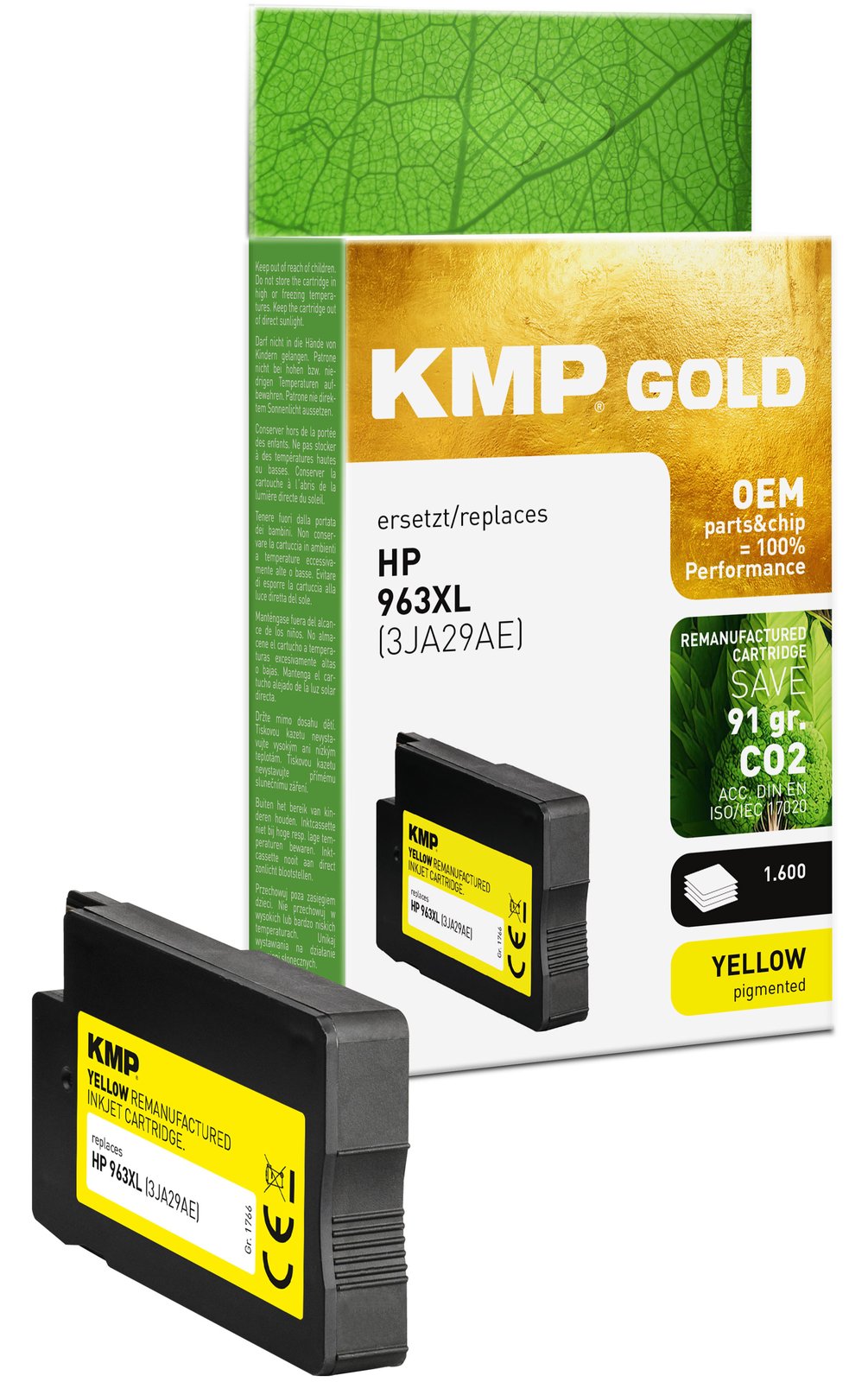 KMP Gold Patrone HP 963XL 3JA29AE yellow 2000 S. remanufactured - Wiederaufbereitet - Kompatibel
