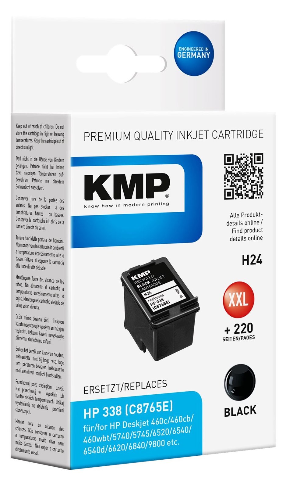 KMP H24 - 18 ml - Größe XXL - Schwarz - kompatibel - Tintenpatrone (Alternative zu: HP 338, HP C8765EE)