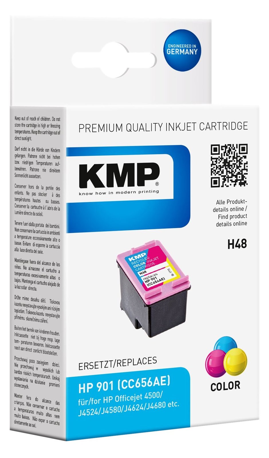 KMP H48 - 9 ml - Farbe (Cyan, Magenta, Gelb) - kompatibel - Tintenpatrone (Alternative zu: HP 901, HP CC656AE)