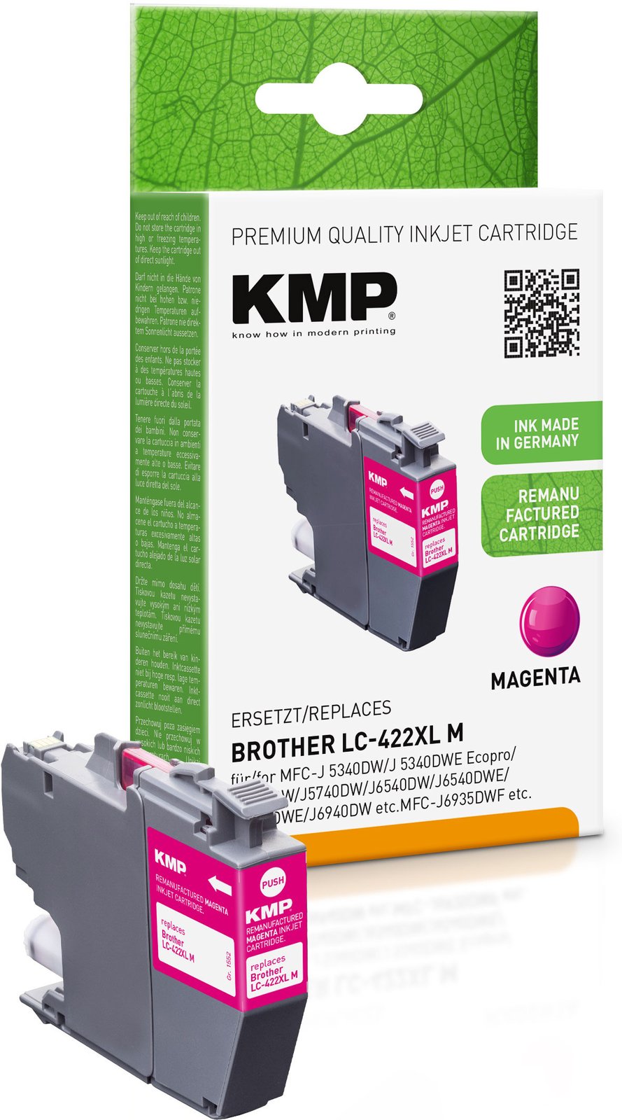KMP Patrone Brother MFC-J5340DW LC422XLM magenta 1500S. 20ml - Wiederaufbereitet - Kompatibel
