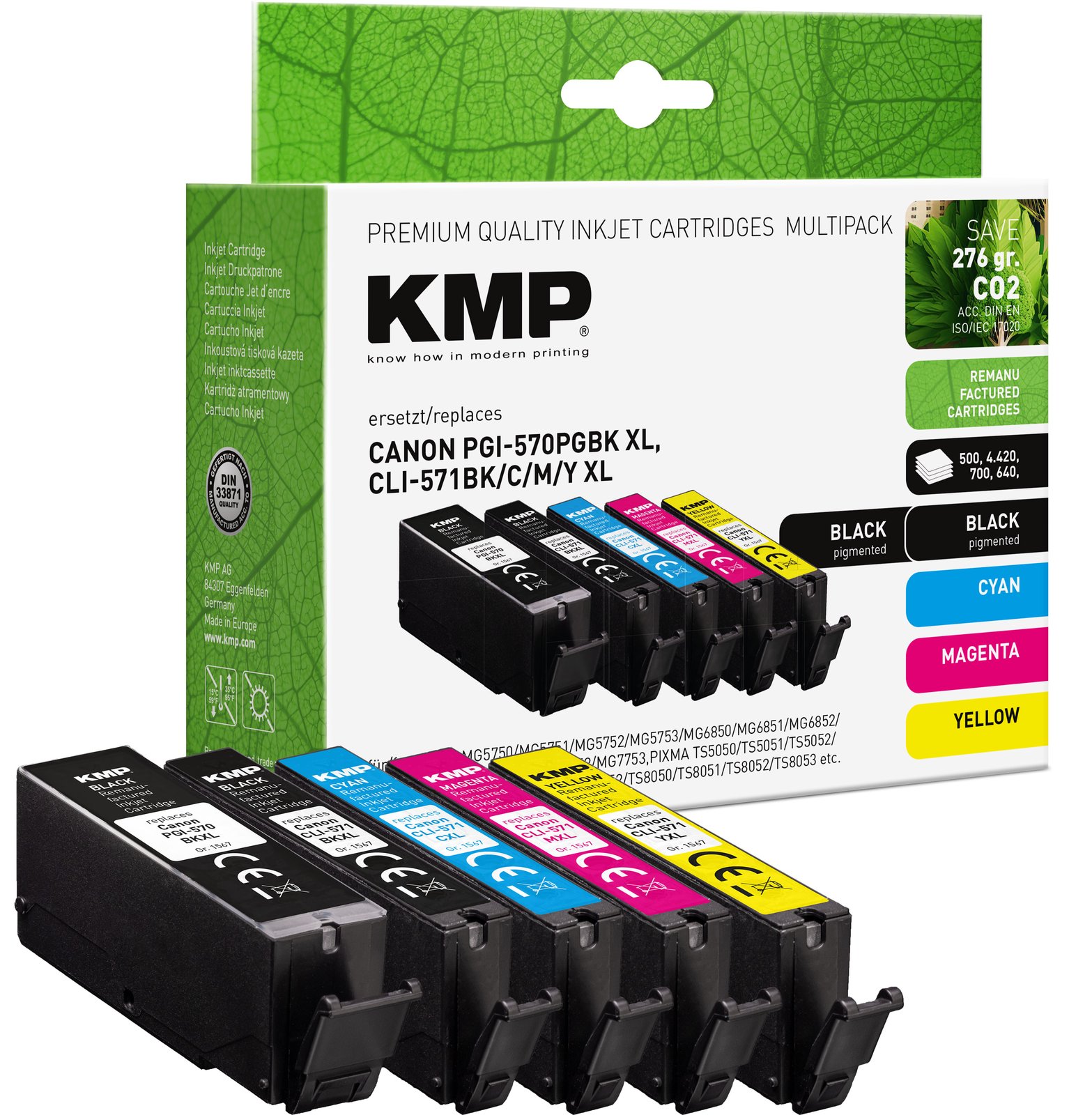 KMP Patrone Canon PGI-570/CLI-571 0318C004 MultiPack remanufactured - Wiederaufbereitet - Kompatibel