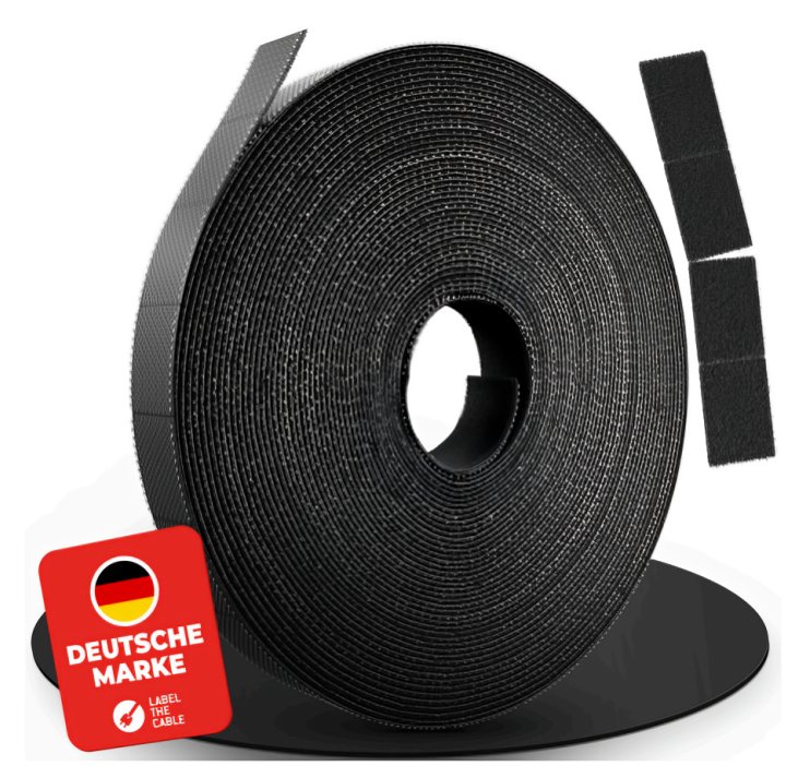Label-the-cable LTC Klettrolle Rip Roll zum Bündeln&Ordnen schwarz