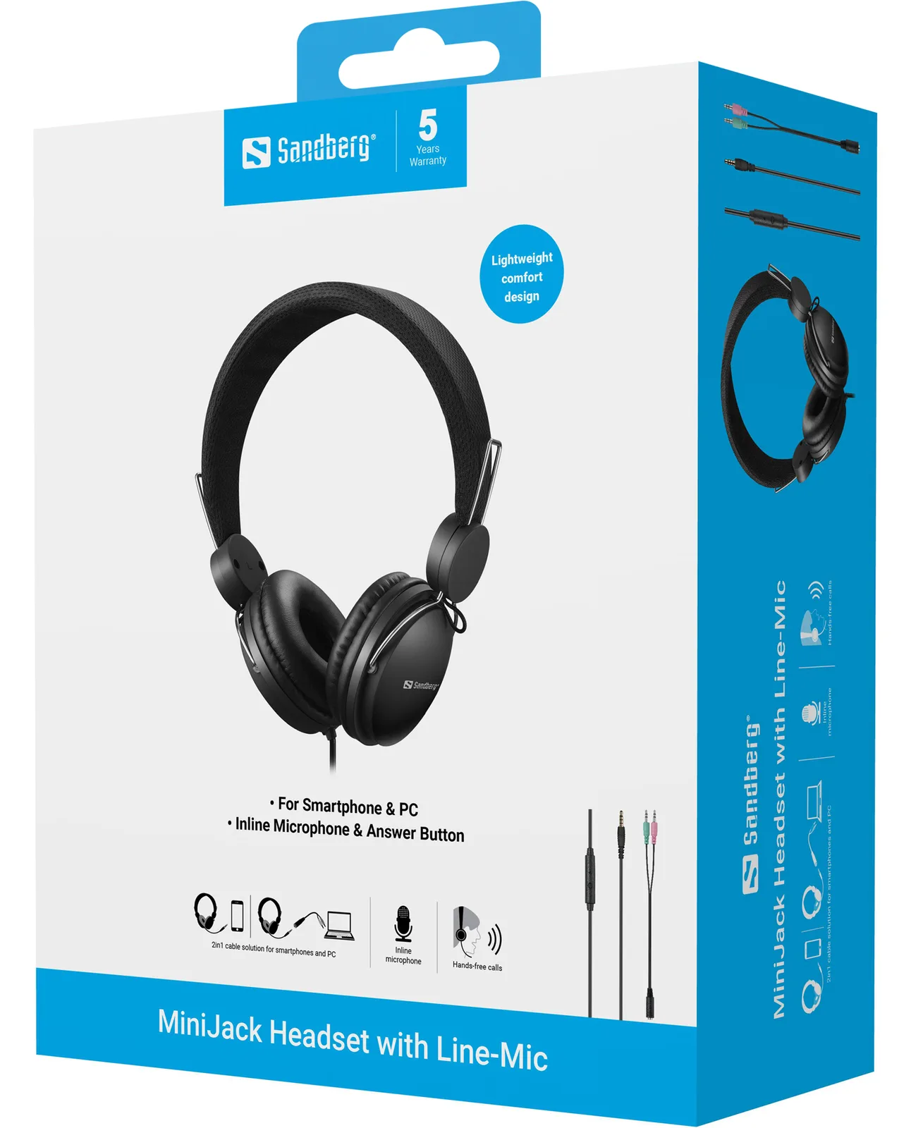SANDBERG MiniJack Headset with Line-Mic - Kopfhörer mit Mikrofon, Ansicht 2
