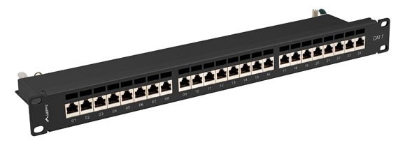 Lanberg PPS7-1024-B - Cat7 - F/UTP (FTP) - Schwarz - ABS - Metall - Rackeinbau - 1U