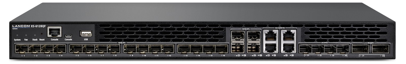 Lancom XS-6128QF - Switch - L3 - managed - 16 x 10 Gigabit SFP+ + 4 x combo 10 Gigabit SFP+/RJ-45 + 4 x Combo 25 Gigabit