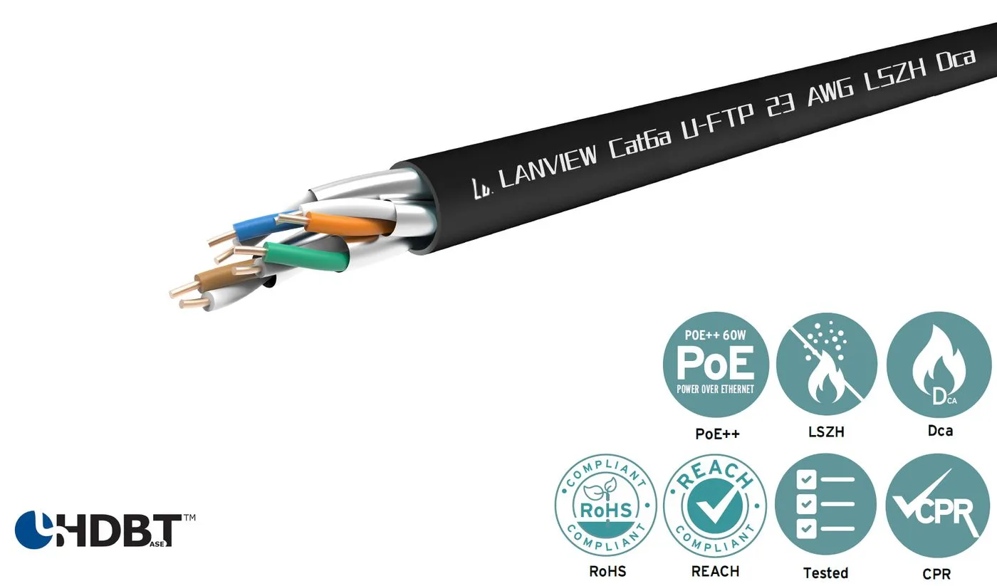 Lanview Cat6a U-FTP 4x2xAWG23 LSZH black Dca - CAT 6a - 305 m, Ansicht 3