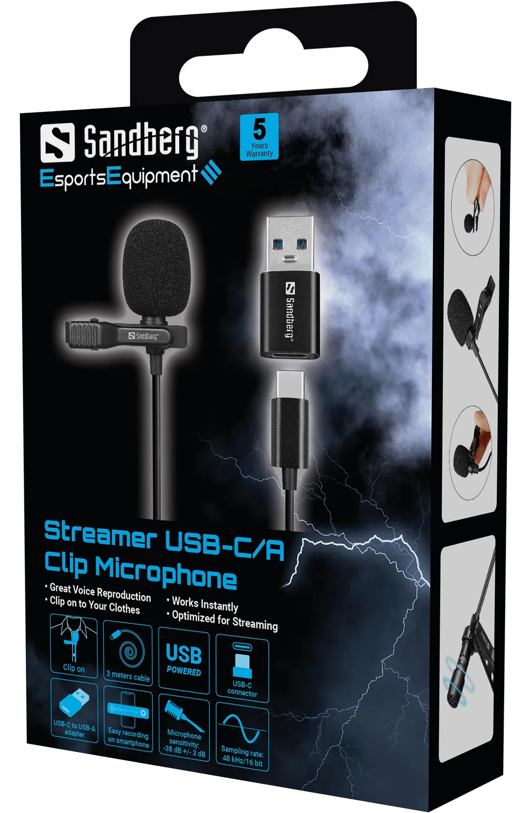 SANDBERG Streamer USB Clip Microphone, Ansicht 2