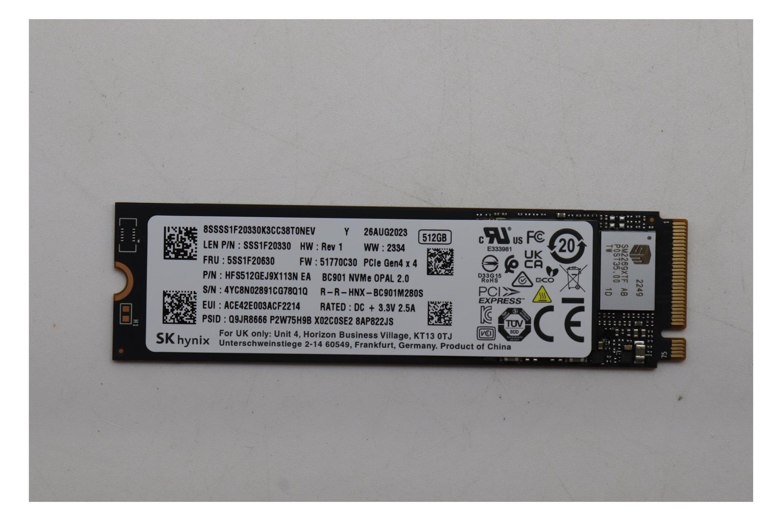 Lenovo 512GB M.2 NVMe PCIe 4x4 Ssd