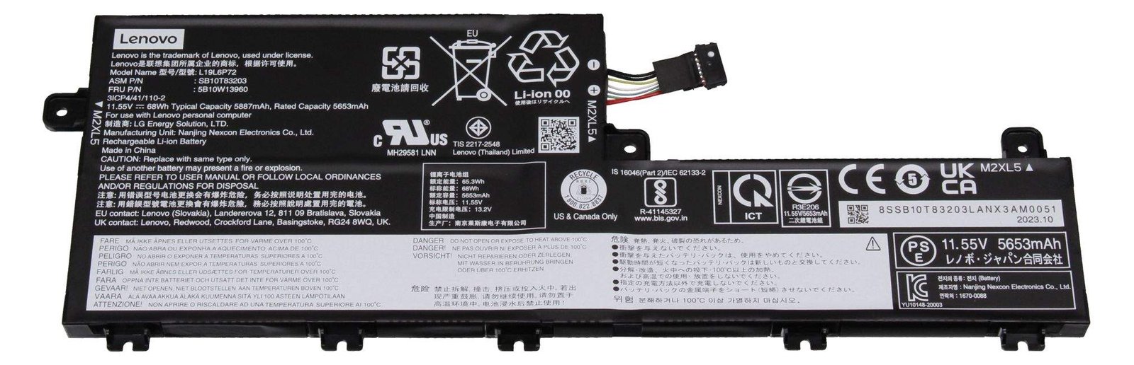 Lenovo 5B11M90088 Akku 68Wh Original - Batterie - 5.887 mAh