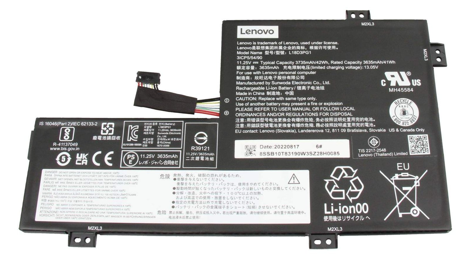 Lenovo Battery 3 Cell 42Wh 5B10T36868 - Batterie - 3.735 mAh