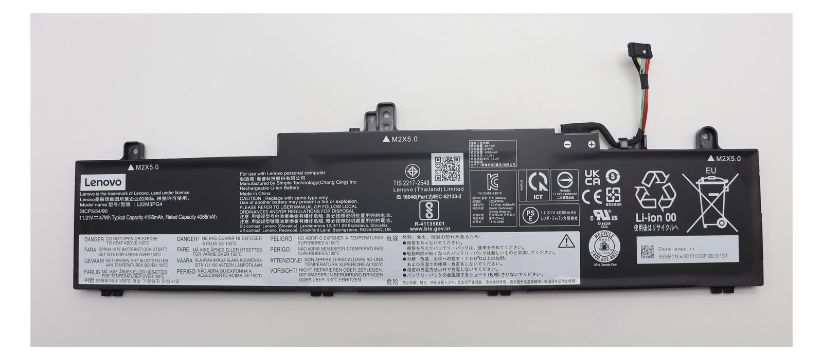 Lenovo Battery 3 Cell 47Wh L22M3Pg4Sp/C25 - Batterie - 4.156 mAh