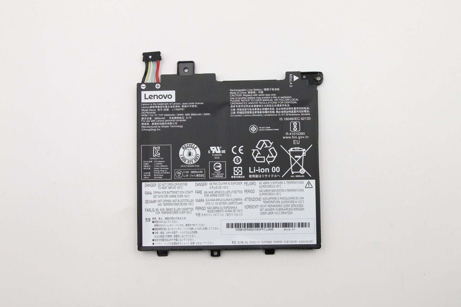 Lenovo Battery 30 WH 2 Cell 5B10P54001 - Batterie - 4.000 mAh