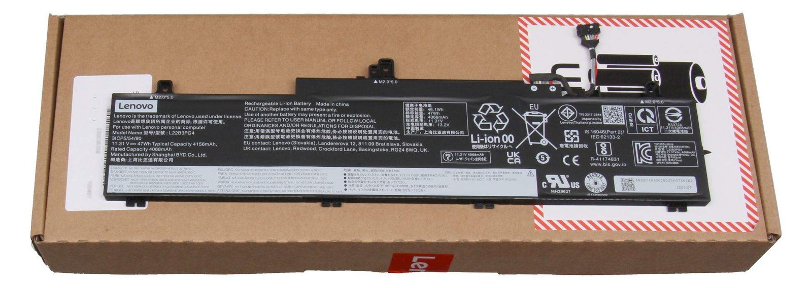 Lenovo battery 3cell 47Wh L22B3PG4B/B25 - Batterie - 4.156 mAh