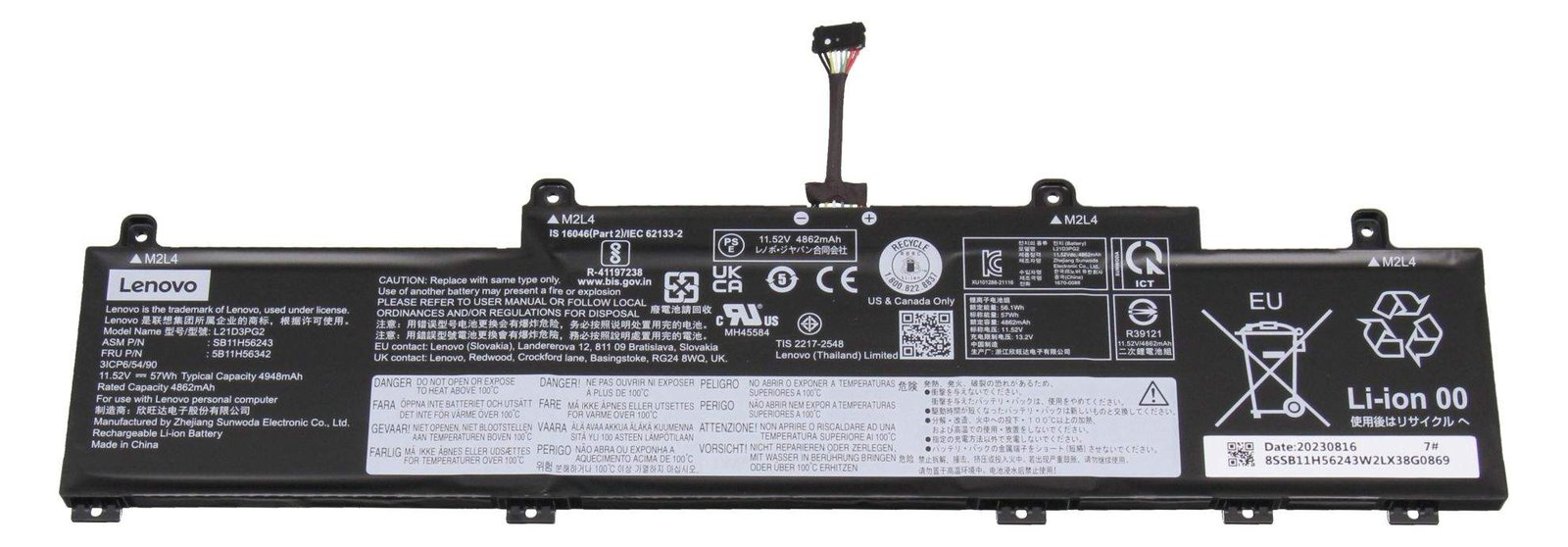 Lenovo Battery Internal 3 Cell 57Wh LiIon - Batterie - 4.948 mAh