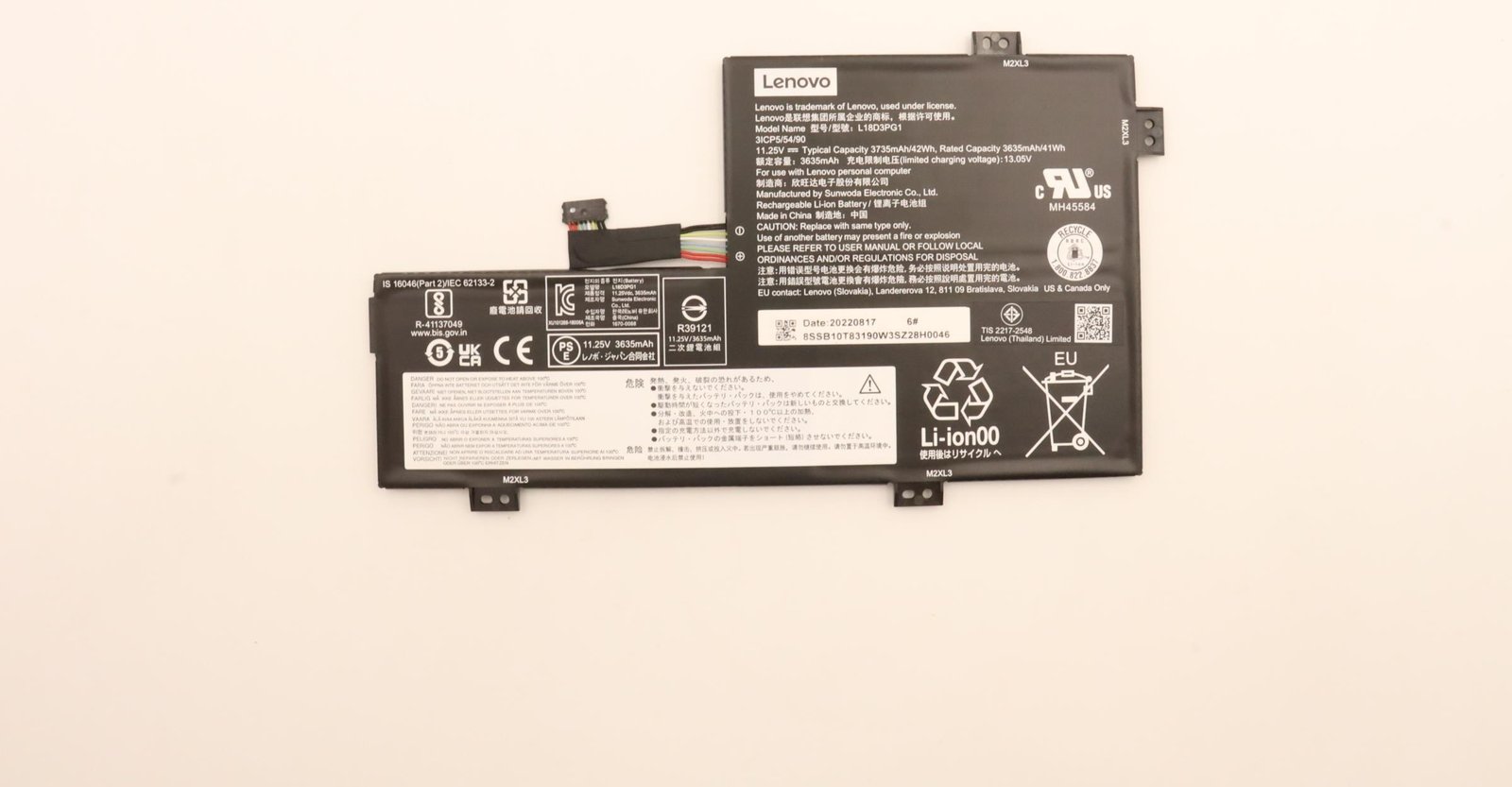 Lenovo Battery Internal 3c 42Wh LiIon SWD 5B10W13947 - Batterie - 42 mAh