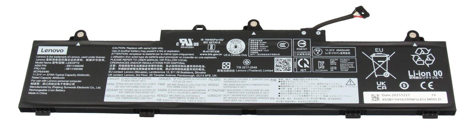 Lenovo Battery Internal 3Cell 57Wh LiIon - Akku