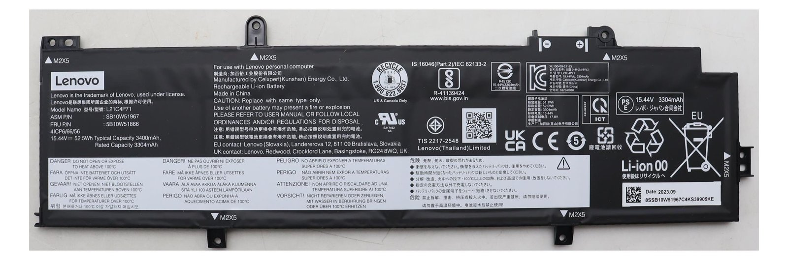 Lenovo battery Internal 4c 52.5Wh 5B10W51866 - Batterie - 3.390 mAh