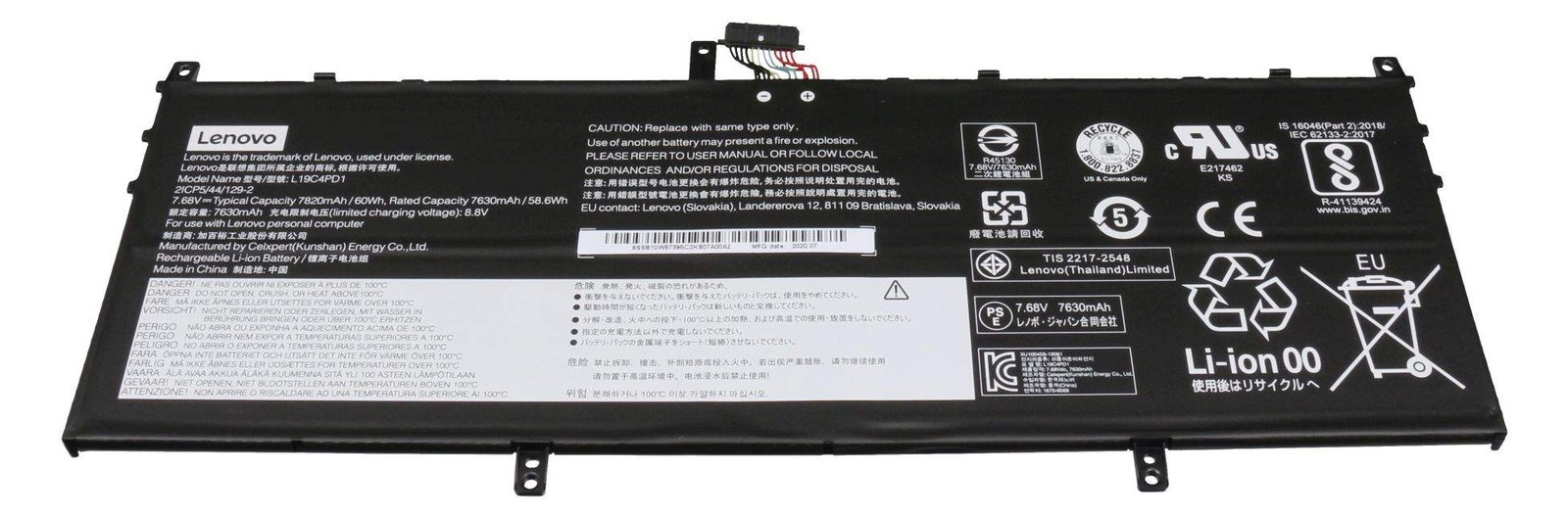 Lenovo C640-13 CP/C L19C4PD1 7.68V60Wh4cell 5B10W67385 - Batterie - 7.820 mAh