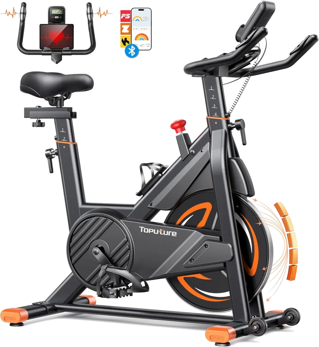 2026 Toputure Heimtrainer Fahrrad mit APP, 0-100% Magnetwiderstand Ergometer, 15KG Schwungrad, Bis 160KG, Hometrainer Indoor Bike mit LCD, Tablet-Halter, Getränkehalter, Ultraleise