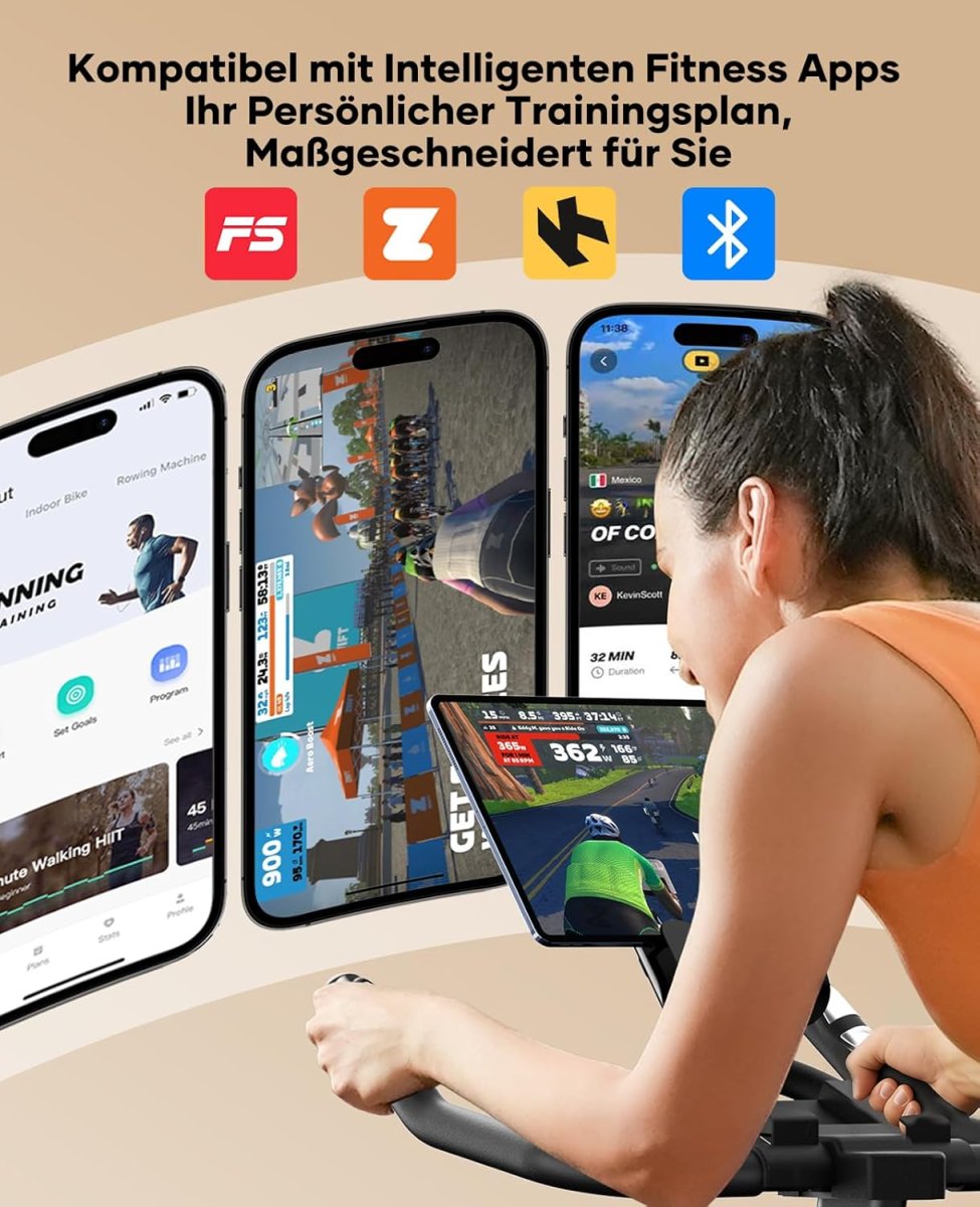 2026 Toputure Heimtrainer Fahrrad mit APP, 0-100% Magnetwiderstand Ergometer, 15KG Schwungrad, Bis 160KG, Hometrainer Indoor Bike mit LCD, Tablet-Halter, Getränkehalter, Ultraleise — Bild 2