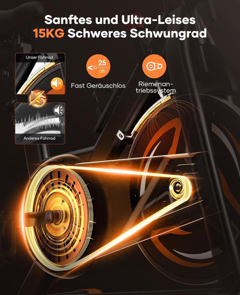 2026 Toputure Heimtrainer Fahrrad mit APP, 0-100% Magnetwiderstand Ergometer, 15KG Schwungrad, Bis 160KG, Hometrainer Indoor Bike mit LCD, Tablet-Halter, Getränkehalter, Ultraleise — Bild 3