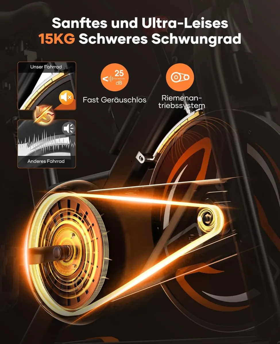 2026 Toputure Heimtrainer Fahrrad mit APP, 0-100% Magnetwiderstand Ergometer, 15KG Schwungrad, Bis 160KG, Hometrainer Indoor Bike mit LCD, Tablet-Halter, Getränkehalter, Ultraleise — Bild 3
