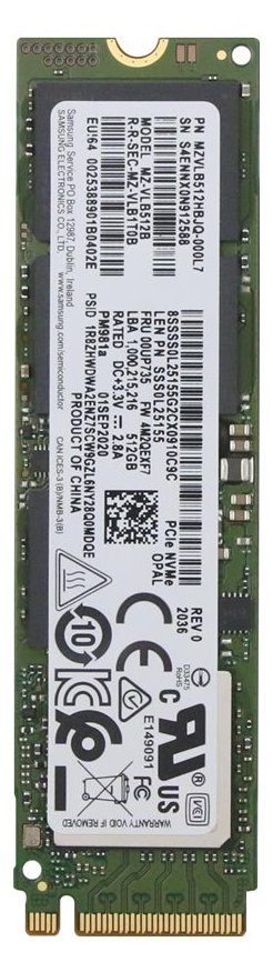 Lenovo Samsung - SSD - verschlüsselt - 512 GB - intern - M.2 2280 - PCIe 3.0 x4 (NVMe)