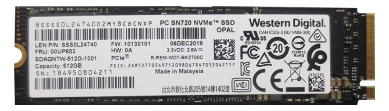 Lenovo SSD M.2 PCIe NVMe Frau 00UP683