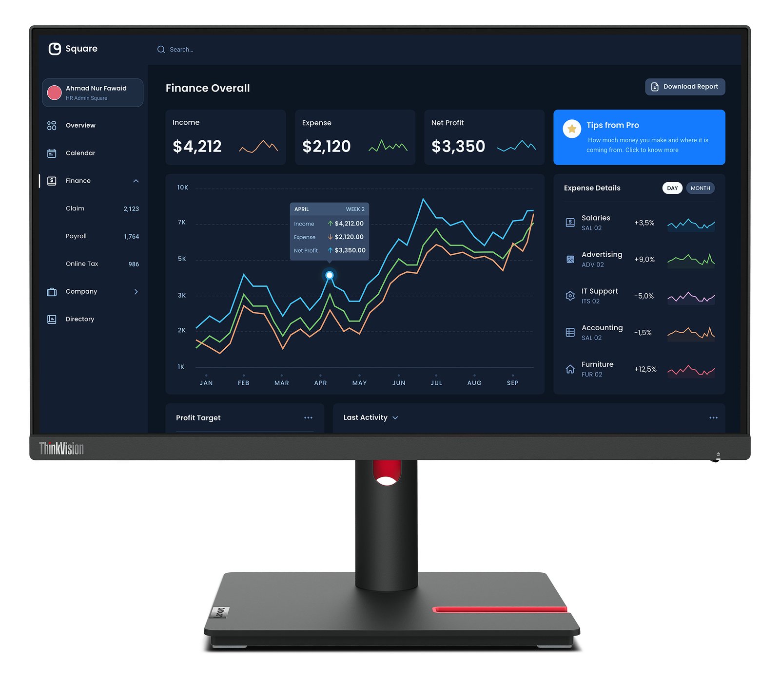 Lenovo ThinkVision T22i-30 - LED-Monitor - 54.6 cm (21.5)