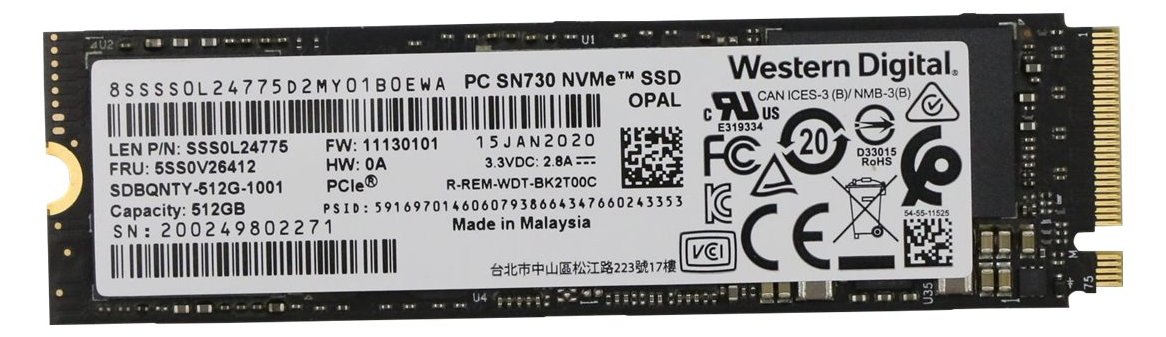 Lenovo WD - SSD - 512 GB - intern - M.2 2280 - PCIe 3.0 x4