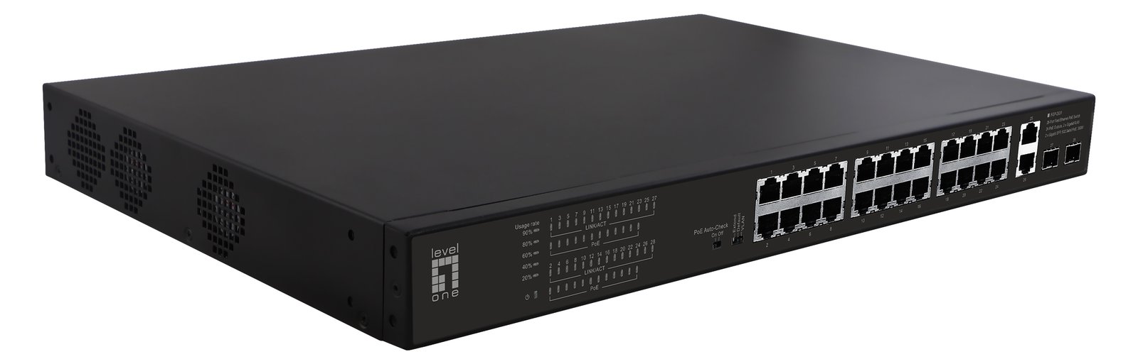 LevelOne FGP-2831 - Unmanaged - Fast Ethernet (10/100) - Power over Ethernet (PoE) - Rack-Einbau - 1U