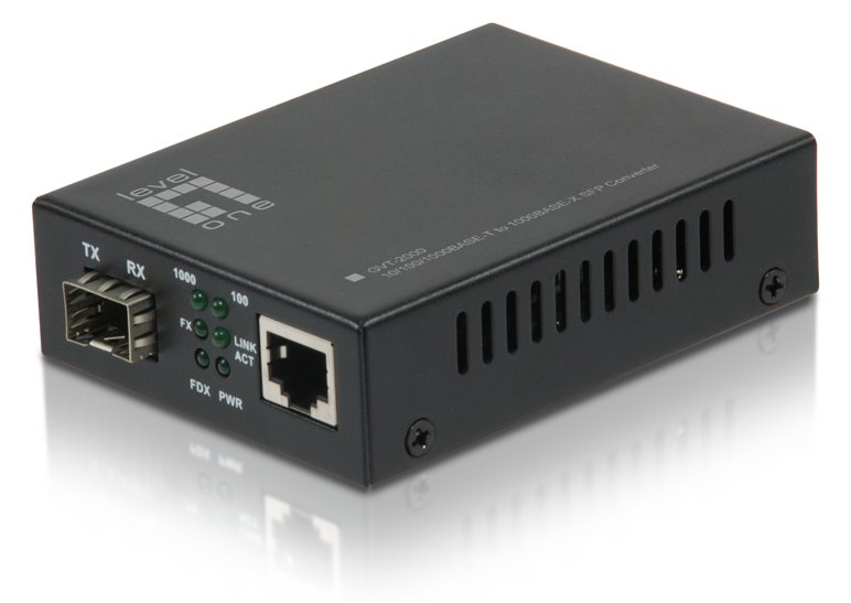 LevelOne GVT-2000 - Medienkonverter - GigE - 10Base-T, 100Base-TX, 1000Base-T, 1000Base-X - RJ-45 / SFP (mini-GBIC)