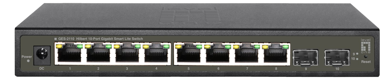 LevelOne Hilbert 10-Port Gigabit Smart Lite Switch - 8 x Gigabit RJ45 - 2 x Gigabit SFP - Managed - Gigabit Ethernet