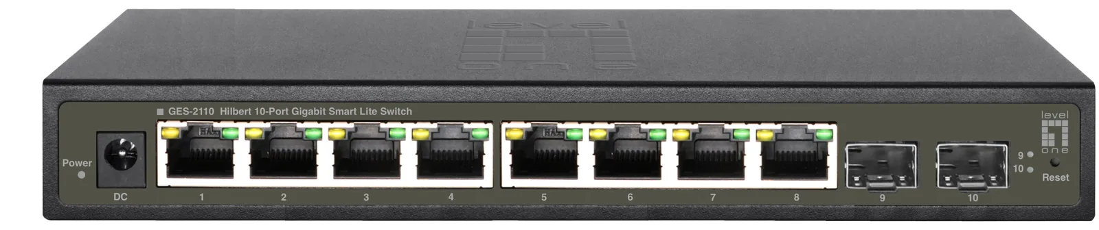 LevelOne Hilbert 10-Port Gigabit Smart Lite Switch - 8 x Gigabit RJ45 - 2 x Gigabit SFP - Managed - Gigabit Ethernet, Ansicht 2