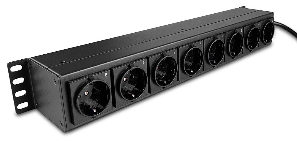 Lindy 1.5U 8-Fach Schuko-Steckdosen Horizontale PDU mit Schuko-Stecker