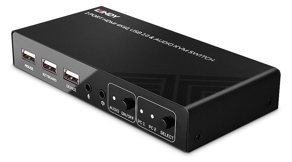 Lindy KVM-/Audio-/USB-Switch - HDMI 4K60, USB 2.0