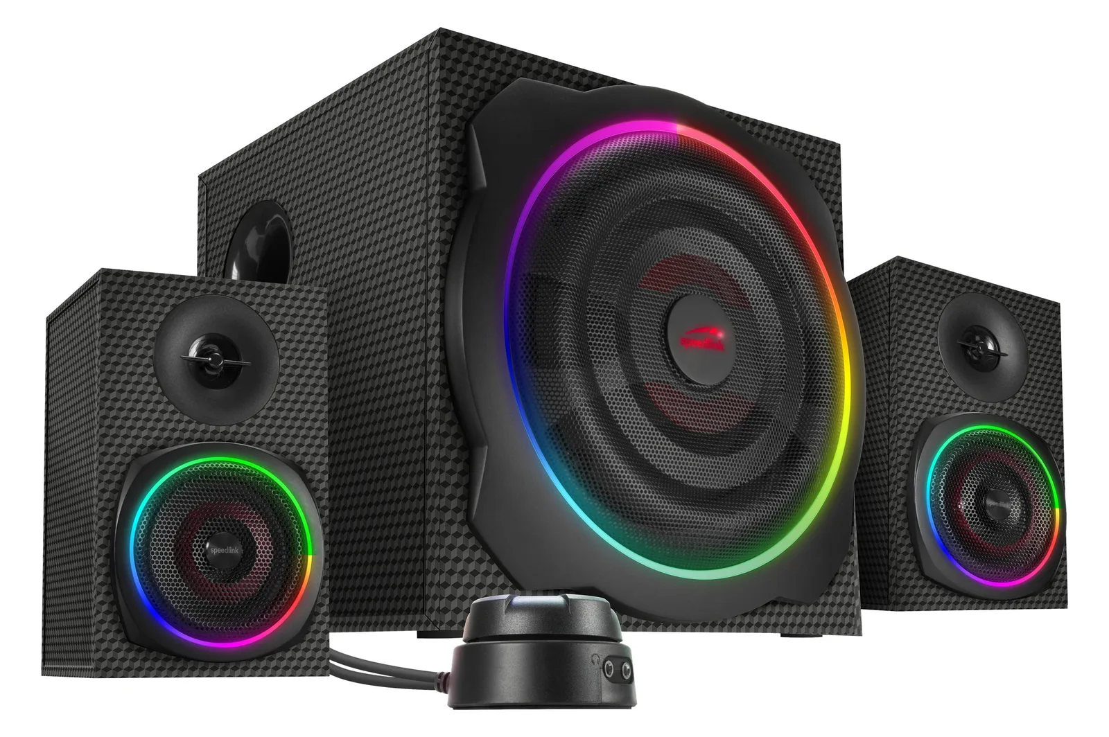 SPEEDLINK GRAVITY CARBON RGB - Lautsprechersystem - für PC - 2.1-Kanal - kabellos - Bluetooth - 60 Watt (Gesamt), Ansicht 3