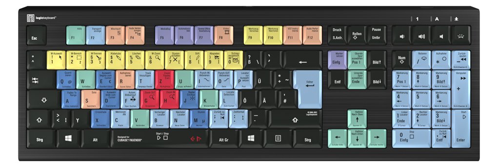 Logickeyboard LKB-CBASE-A2PC-DE - Volle Größe (100%) - Kabelgebunden - USB - Schwarz - TL: Deutsch, QWERTZ
