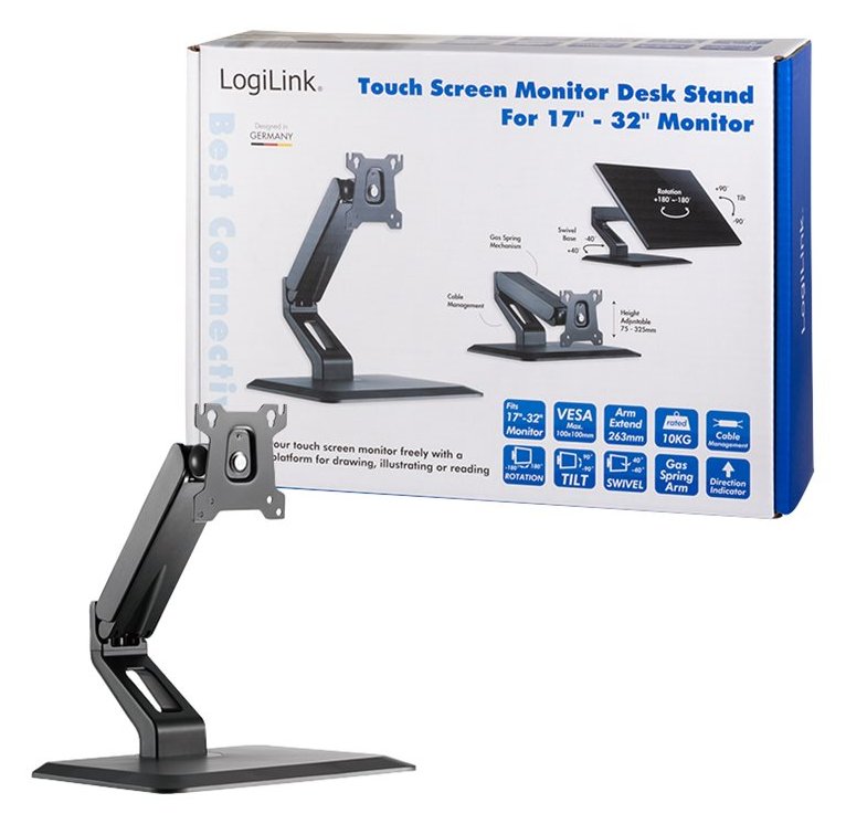 LogiLink Aufstellung - einstellbarer Arm - für LCD-Display - Schwarz - Bildschirmgröße: 43.2-81.3 cm (17-32)