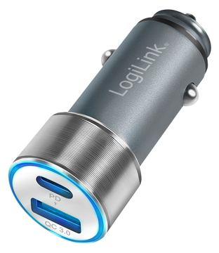 LogiLink Auto-Netzteil - 36 Watt - 3 A - PD 3.0, QC 3.0 - 2 Ausgabeanschlussstellen (USB, USB-C) von LumaTech