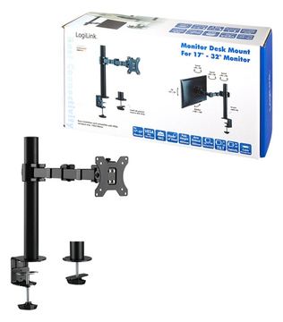 LogiLink Befestigungskit - für LCD-Display - Stahl - Schwarz - Bildschirmgröße: 17-32 - max. Ausfahrlänge Arm: 38 cm von LumaTech