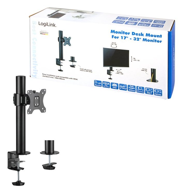 LogiLink Befestigungskit - für LCD-Display - Stahl - Schwarz - Bildschirmgröße: 43.2-81.3 cm (17-32)