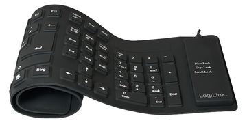 LogiLink Flexible Waterproof - Tastatur - PS/2, USB - Schwarz - TL: Deutsch, QWERTZ von LumaTech
