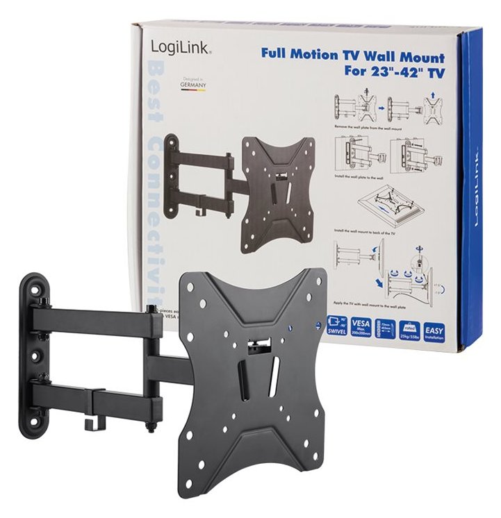 LogiLink Klammer für LCD TV - fester, kaltgepresster Stahl - Bildschirmgröße: 58.4-106.7 cm (23-42) - 40,3 cm