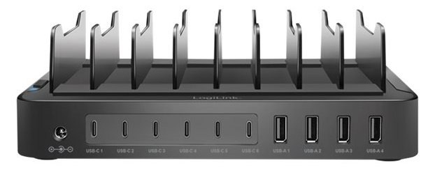 LogiLink Ladestation - 120 Watt - 4.8 A - PD 3.0, QC 3.0 - 10 Ausgabeanschlussstellen (4 x USB, 6 x USB-C)