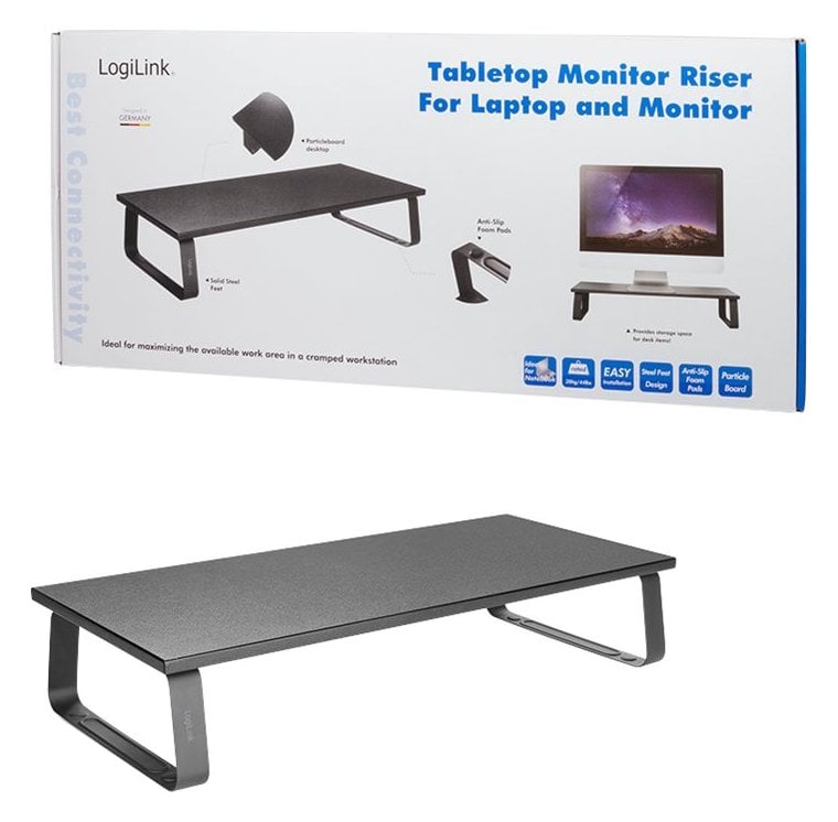 LogiLink Monitor Riser - Aufstellung - für LCD-Display/Notebook - Preßspan, Stahl, Ethylen-Vinylacetat (EVA)