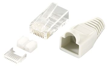 LogiLink Netzwerkanschluss - RJ-45 (M) - abgeschirmt - CAT 6 - ohne Haken - Hellgrau, RAL 7035 (Packung mit 100) von LumaTech