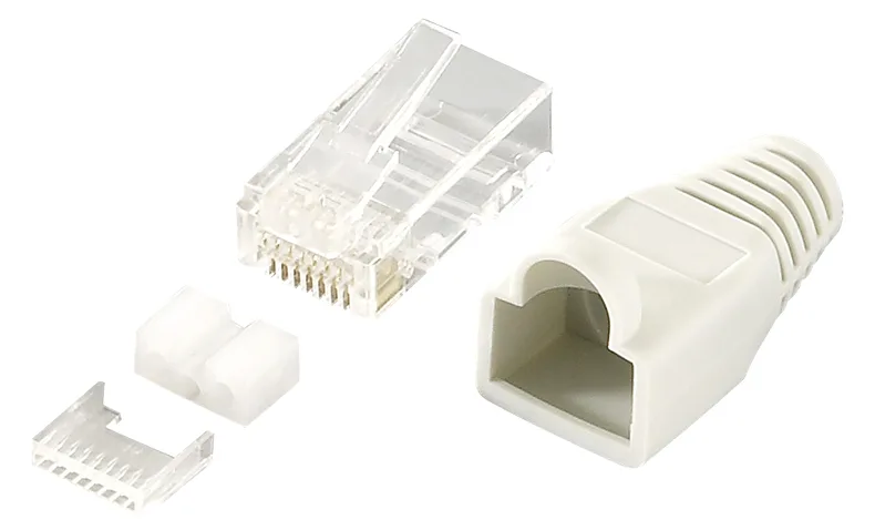 LogiLink Netzwerkanschluss - RJ-45 (M) - abgeschirmt - CAT 6 - ohne Haken - Hellgrau, RAL 7035 (Packung mit 100), Ansicht 2