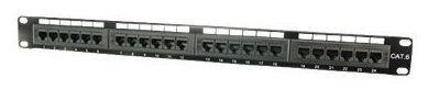 LogiLink Patch Panel - CAT 6 - UTP - RJ-45 X 24 - Schwarz, RAL 9005 - 48.3 cm (19)