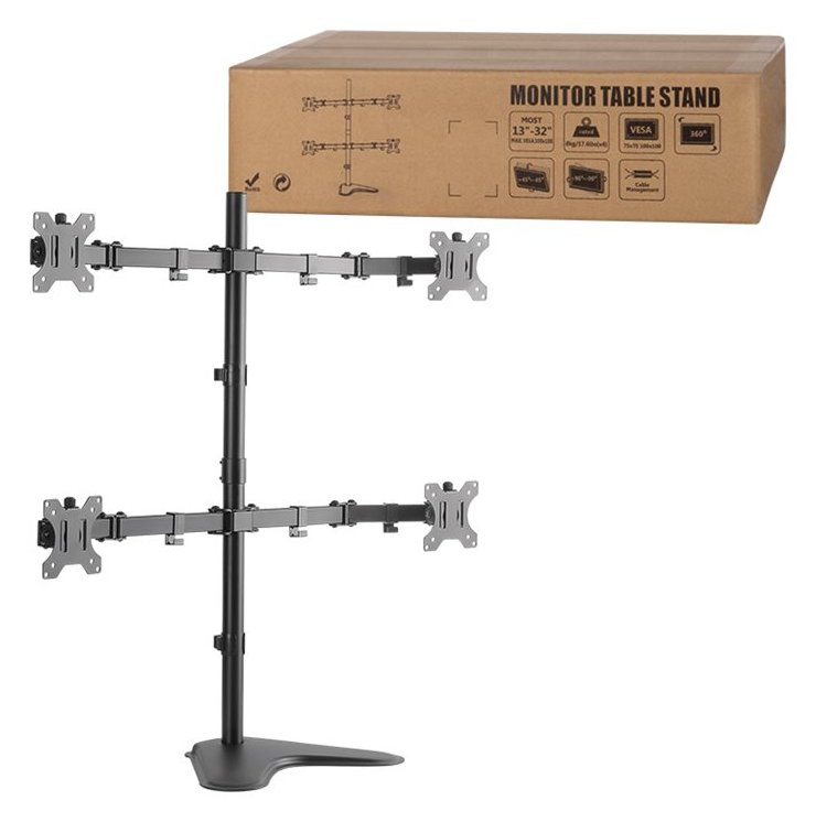 LogiLink Quad Monitor Desk Stand - Aufstellung für 4 LCD-Anzeigen - fester, kaltgepresster Stahl
